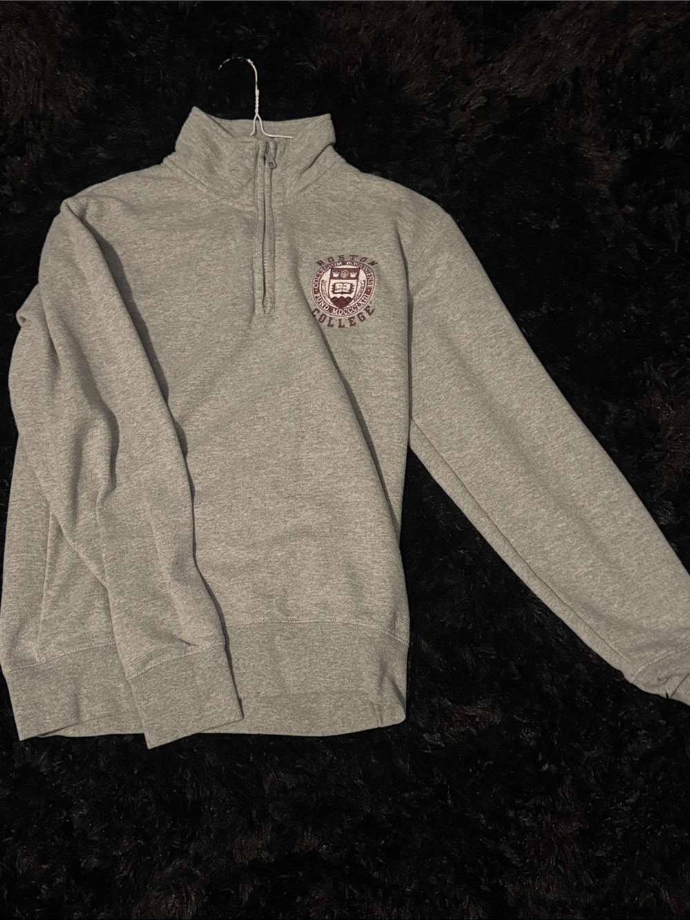 Champion Men's Boston College Gray Quarter-Zip Sweatshirt